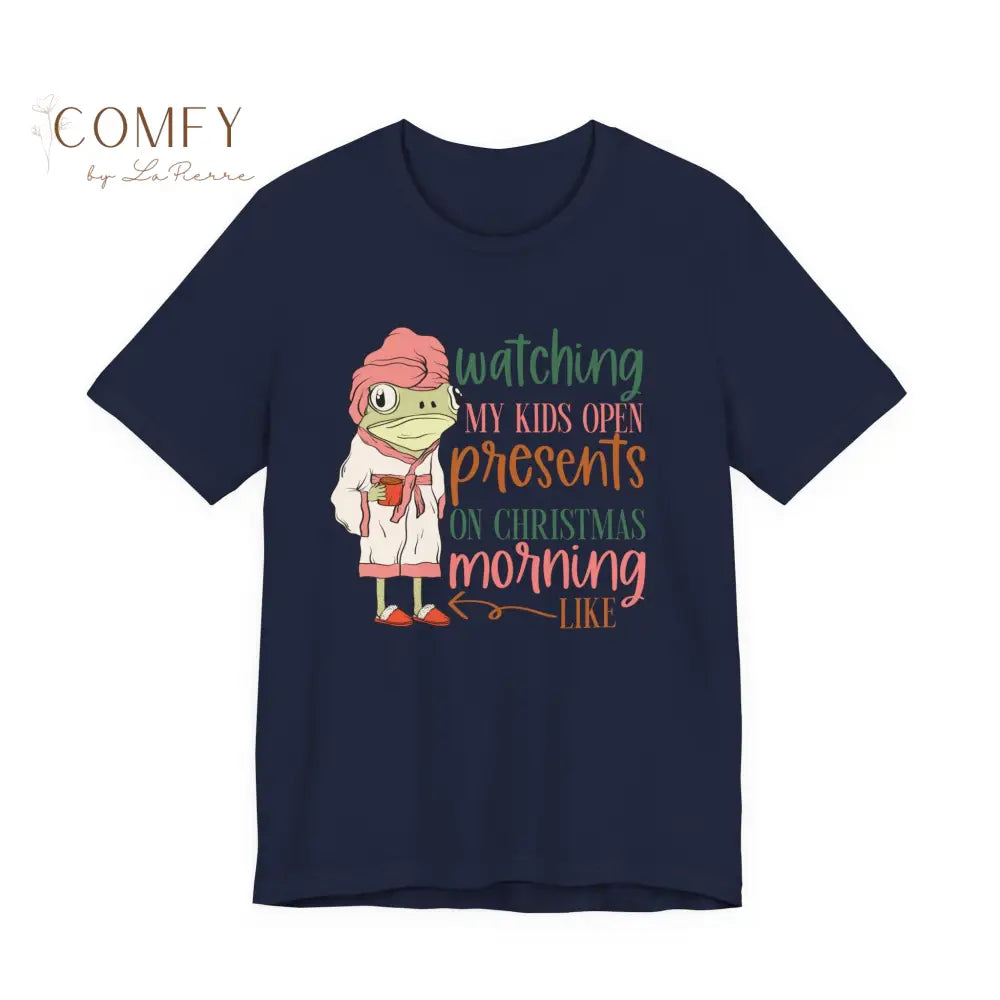 Christmas Frog Shirt • Funny Mom Life Holiday Tee • Watching Kids Open Presents Shirt • Cute Frog Christmas Graphic Tee