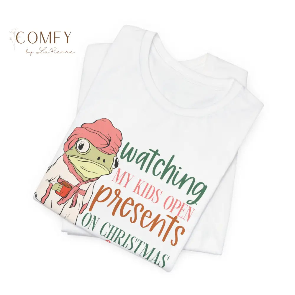 Christmas Frog Shirt • Funny Mom Life Holiday Tee • Watching Kids Open Presents Shirt • Cute Frog Christmas Graphic Tee