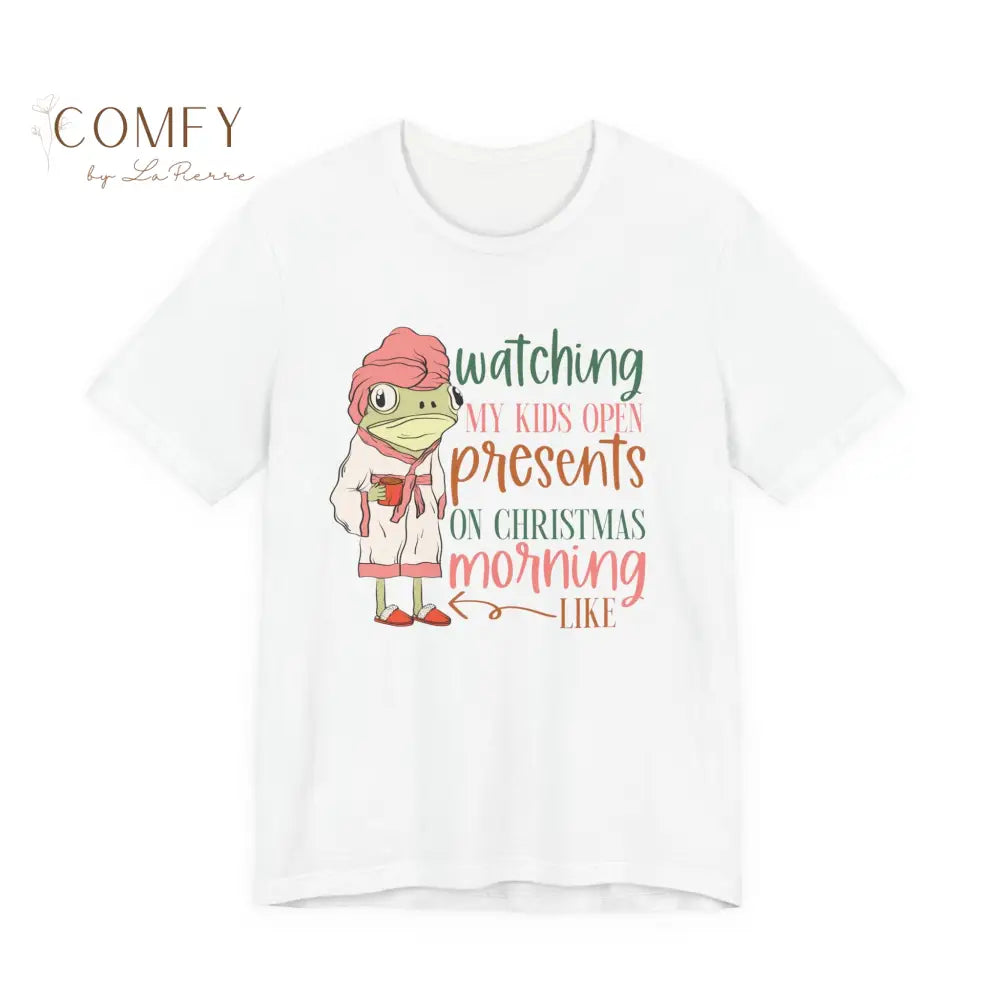 Christmas Frog Shirt • Funny Mom Life Holiday Tee • Watching Kids Open Presents Shirt • Cute Frog Christmas Graphic Tee