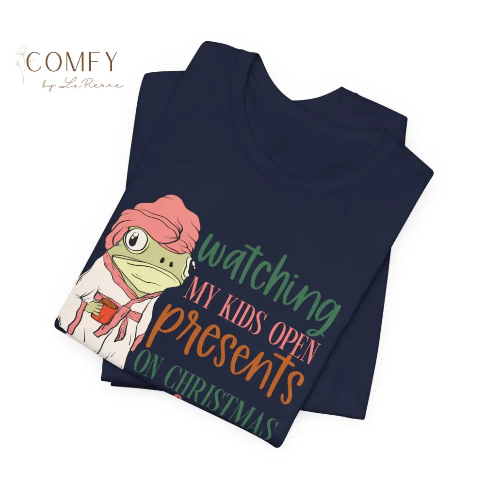 Christmas Frog Shirt • Funny Mom Life Holiday Tee • Watching Kids Open Presents Shirt • Cute Frog Christmas Graphic Tee