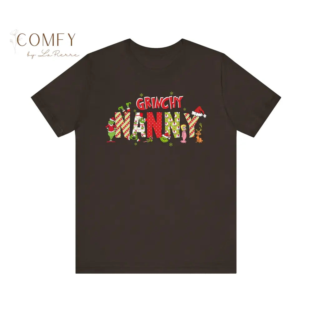 Christmas Grinchy Nanny shirt - Unisex Jersey Short Sleeve Tee (XS-5XL) Brown / XS T-Shirt