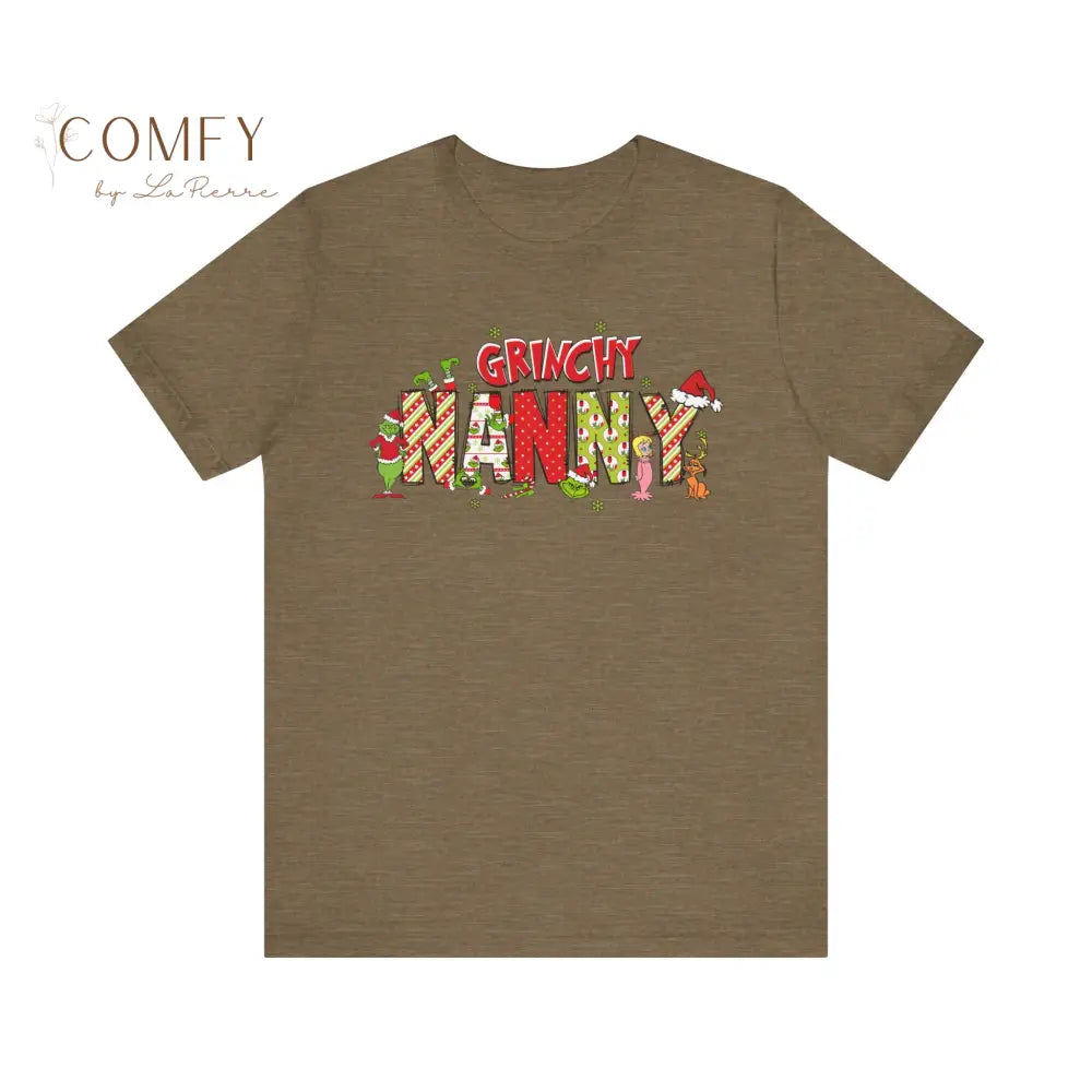 Christmas Grinchy Nanny shirt - Unisex Jersey Short Sleeve Tee (XS-5XL) Heather Olive / XS T-Shirt