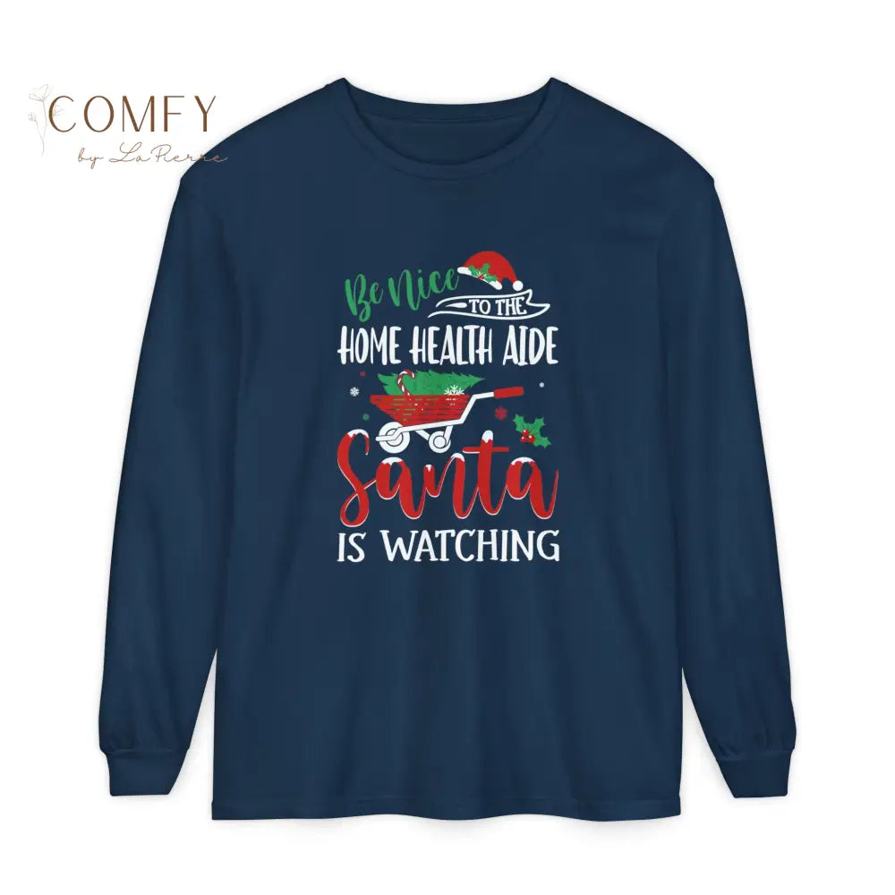 Christmas Home Health Aide Shirt • Holiday HHA Long Sleeve Tee • Festive Caregiver & Healthcare Worker Graphic Shirt