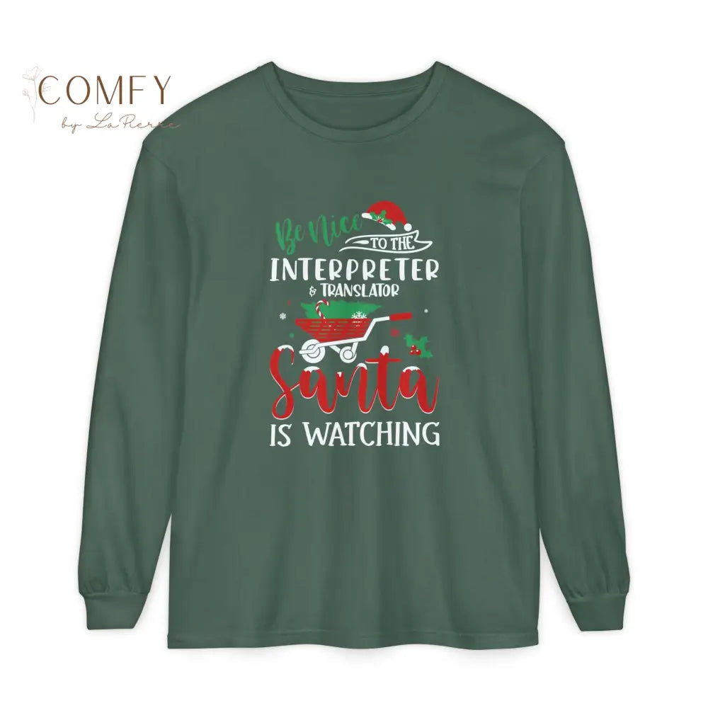 Christmas Interpreter & Translator Shirt • Holiday Language Professional Long Sleeve Tee • Festive Linguist Graphic