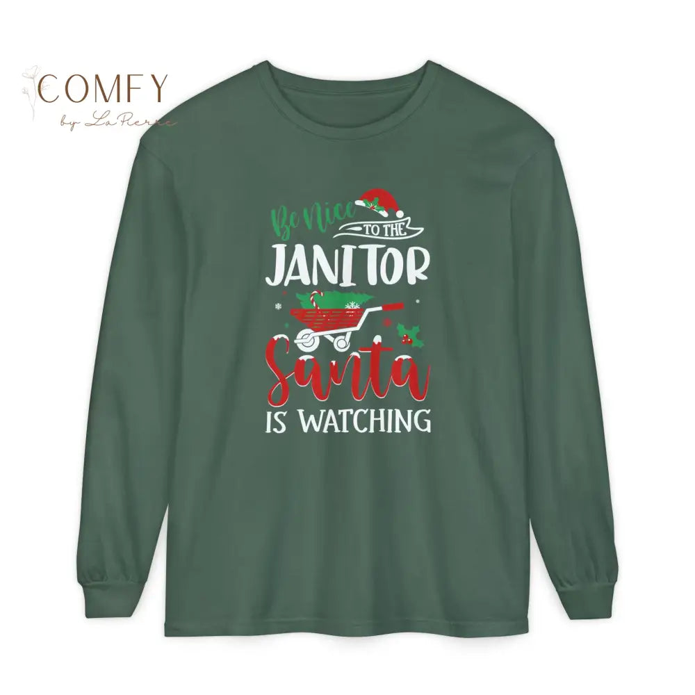 Christmas Janitor Shirt • Holiday Custodian Long Sleeve Tee • Festive School & Facility Staff Graphic Shirt • Unisex