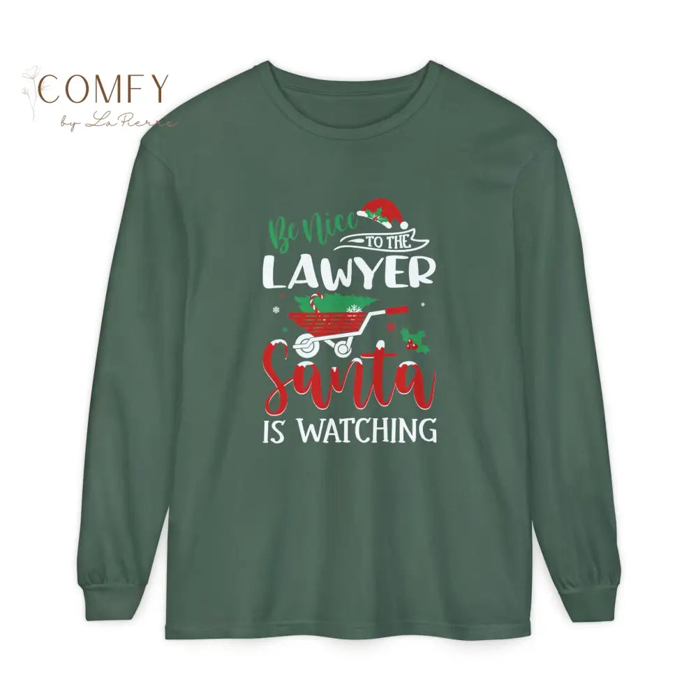 Christmas Lawyer Shirt • Holiday Attorney Long Sleeve Tee • Festive Law Office Graphic Shirt • Unisex Long Sleeve S–3XL