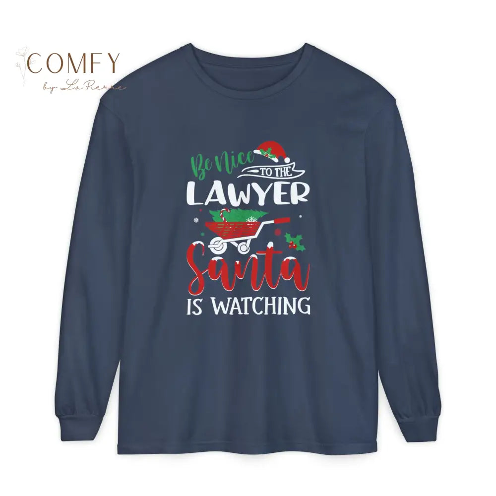 Christmas Lawyer Shirt • Holiday Attorney Long Sleeve Tee • Festive Law Office Graphic Shirt • Unisex Long Sleeve S–3XL