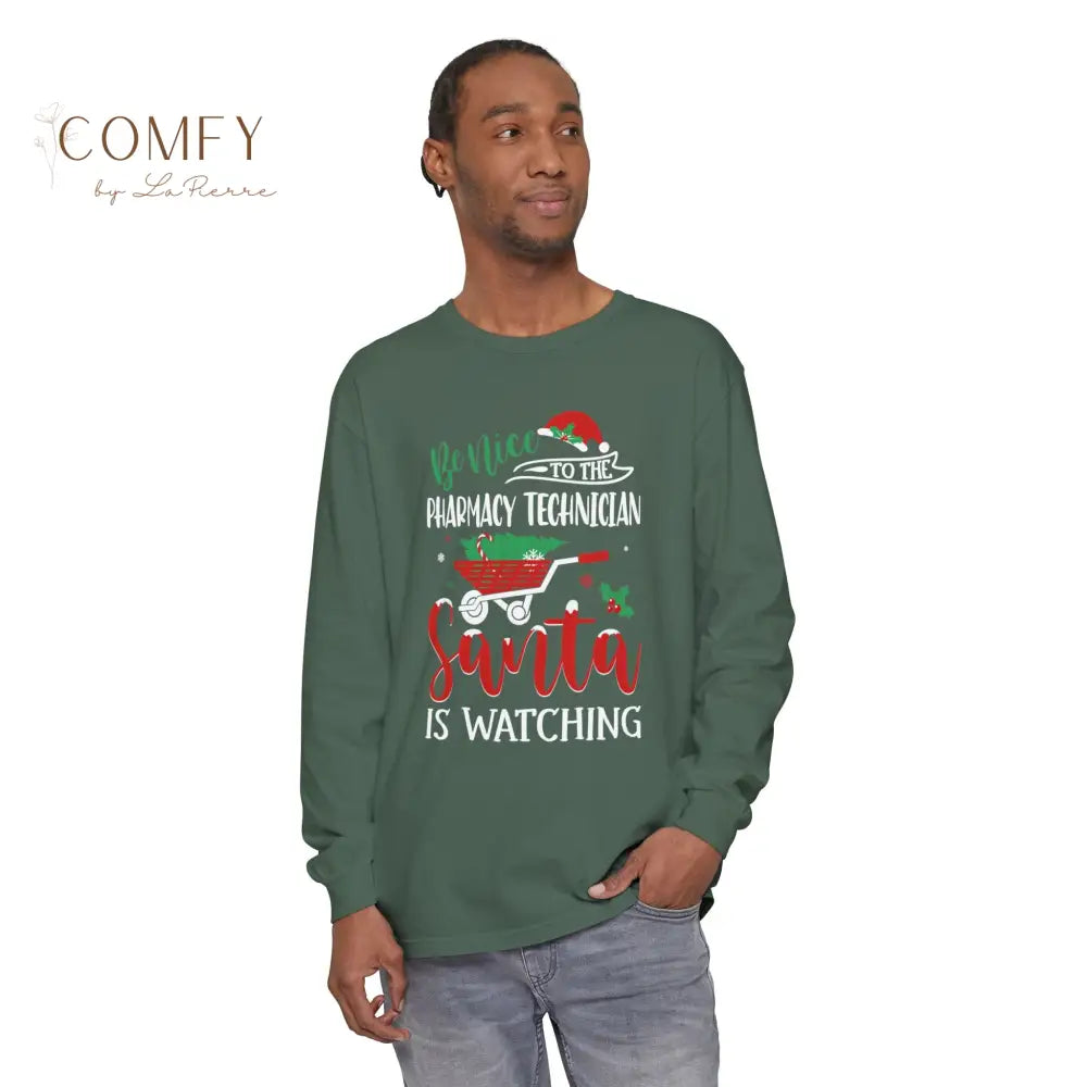 Christmas Pharmacy Technician Shirt • Holiday Pharm Tech Long Sleeve Tee • Festive Medical Worker Graphic Shirt