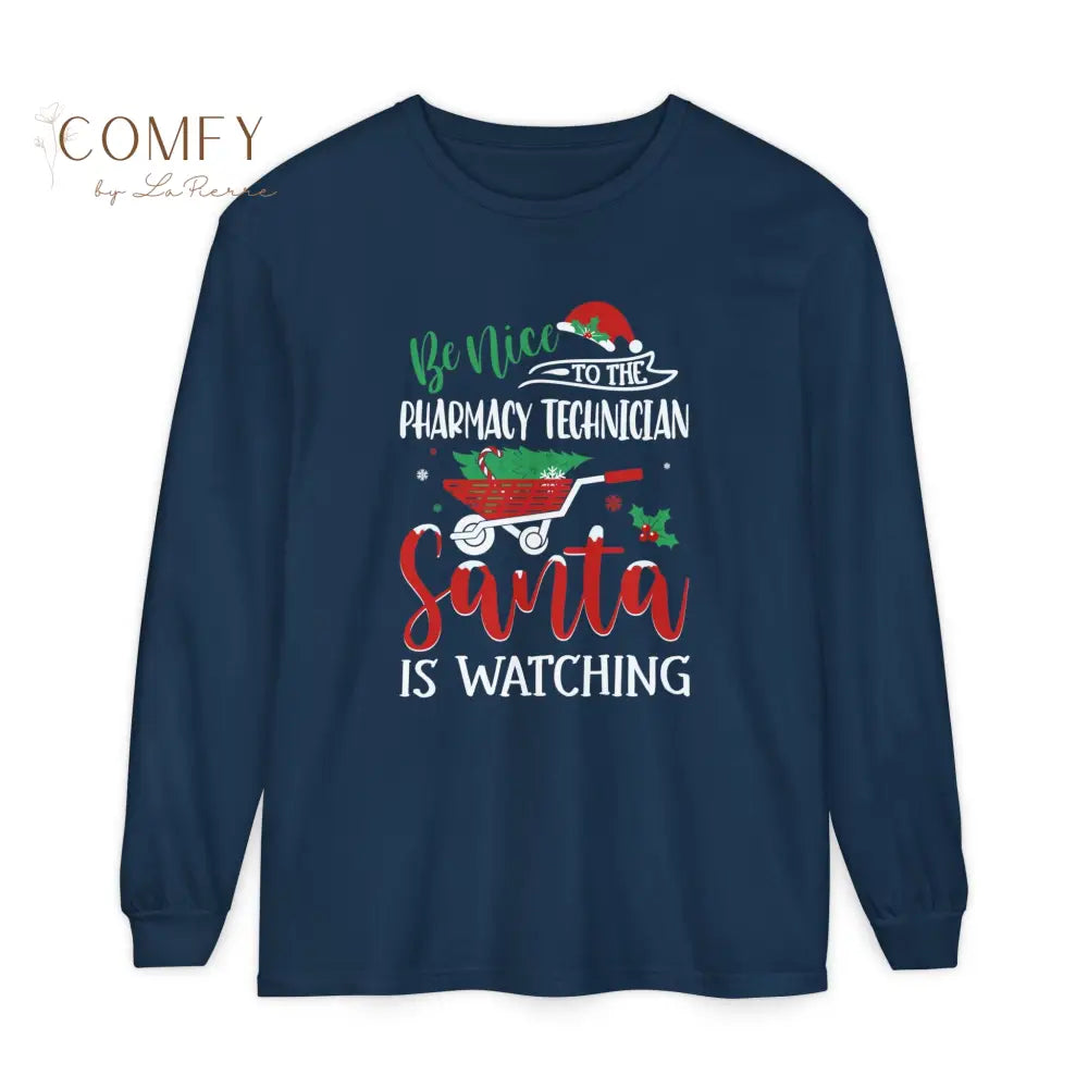 Christmas Pharmacy Technician Shirt • Holiday Pharm Tech Long Sleeve Tee • Festive Medical Worker Graphic Shirt