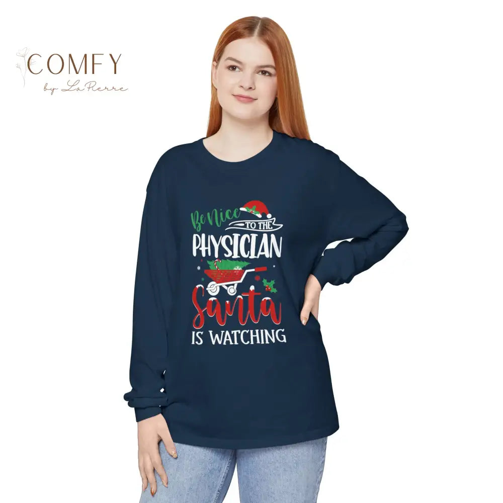 Christmas Physician Shirt • Holiday Doctor Long Sleeve Tee • Festive Medical Professional Graphic Shirt • Unisex Long