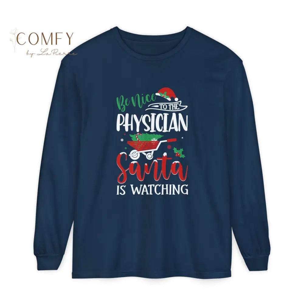 Christmas Physician Shirt • Holiday Doctor Long Sleeve Tee • Festive Medical Professional Graphic Shirt • Unisex Long
