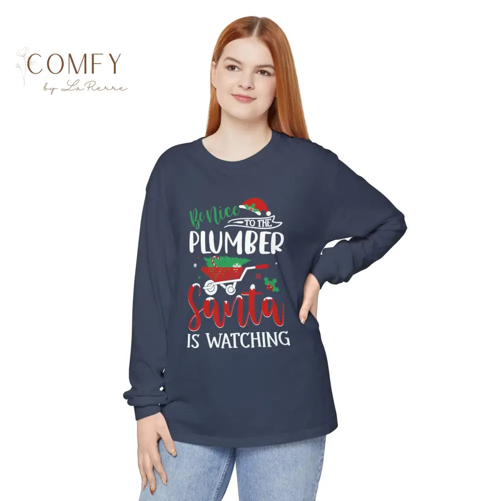 Christmas Plumber Shirt • Holiday Plumbing Worker Long Sleeve Tee • Festive Tradesman Graphic Shirt • Unisex Long
