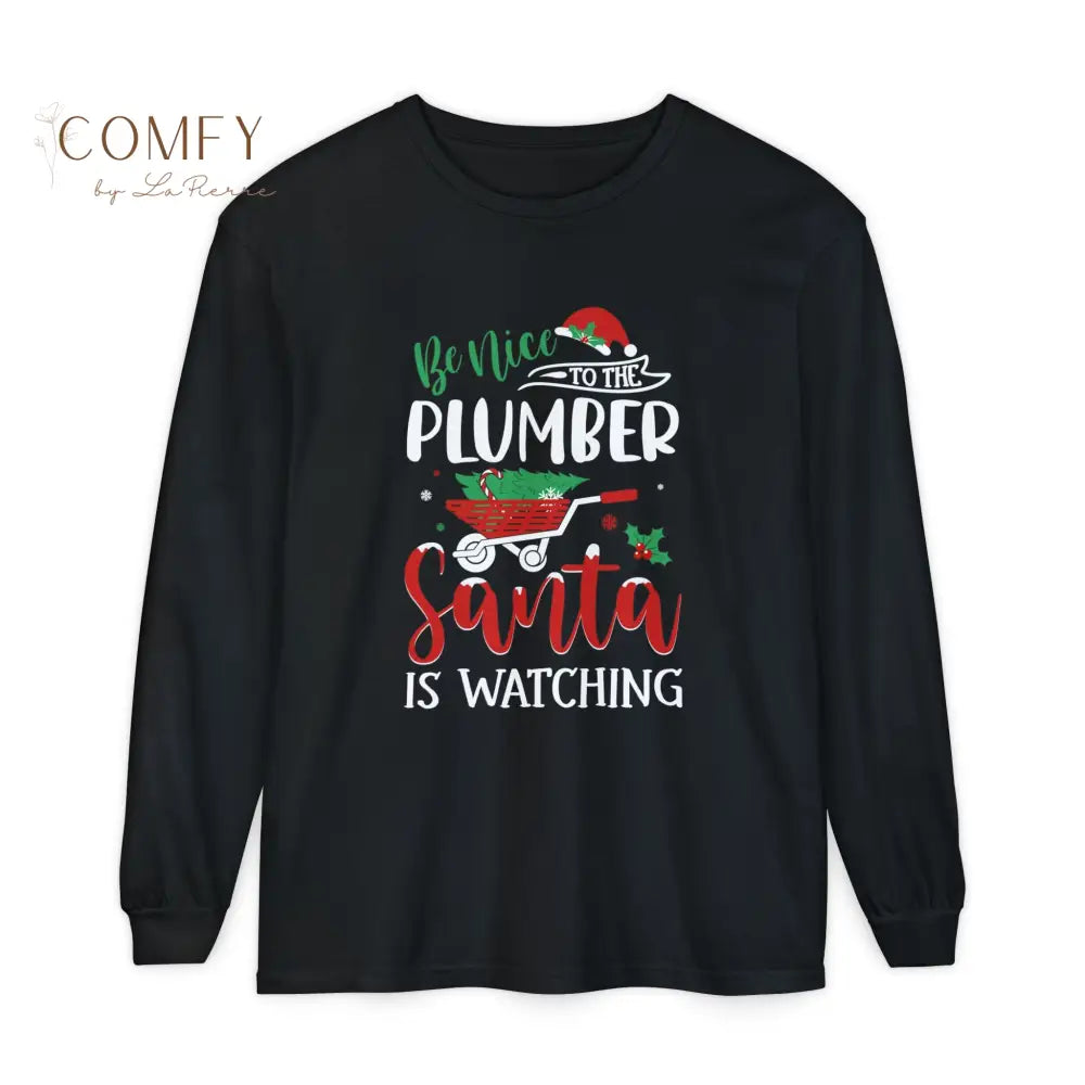 Christmas Plumber Shirt • Holiday Plumbing Worker Long Sleeve Tee • Festive Tradesman Graphic Shirt • Unisex Long