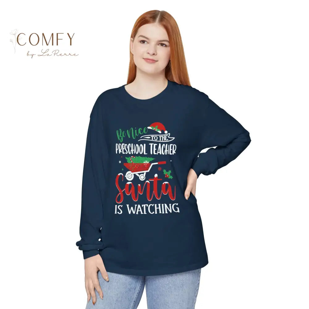 Christmas Preschool Teacher Shirt • Holiday Early Childhood Teacher Long Sleeve Tee • Festive Classroom Graphic Shirt