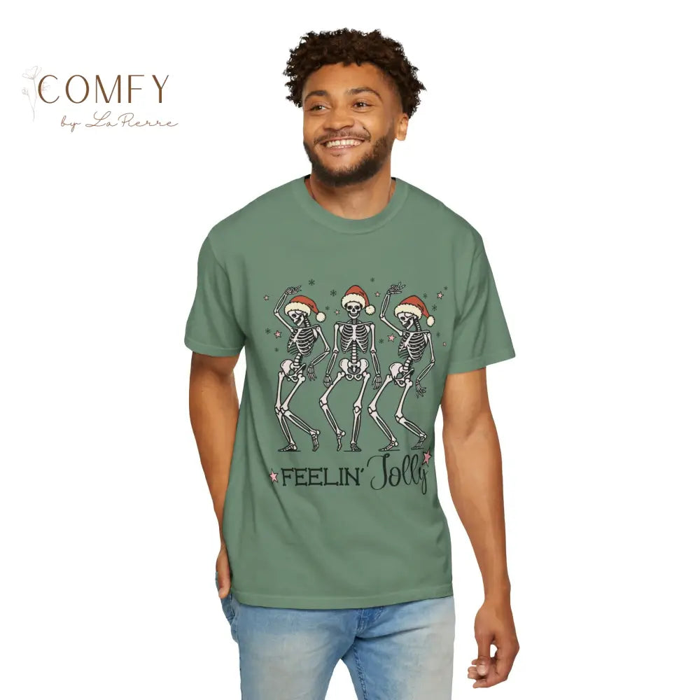 Christmas Skeletons Dancing Shirt • “Feeling Festive” Holiday Skeleton Tee • Funny Gothic Christmas Graphic T-Shirt