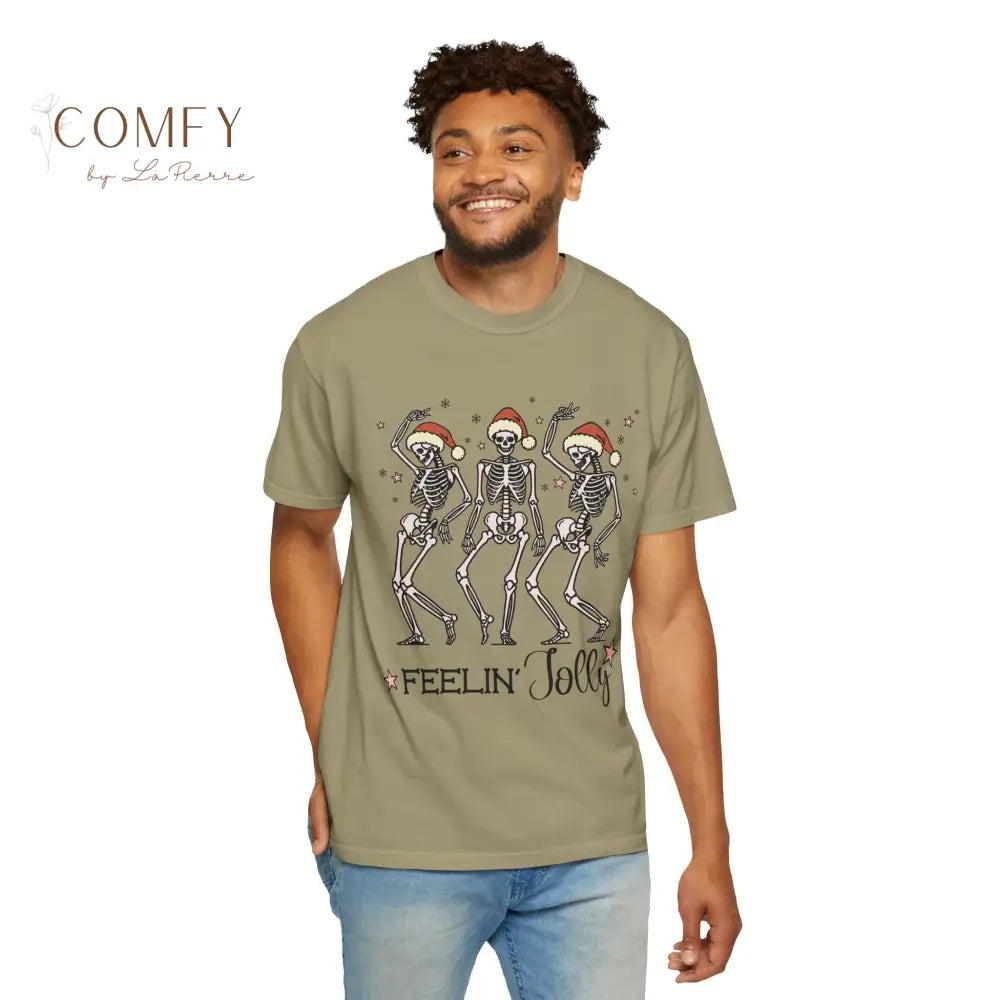 Christmas Skeletons Dancing Shirt • “Feeling Festive” Holiday Skeleton Tee • Funny Gothic Christmas Graphic T-Shirt