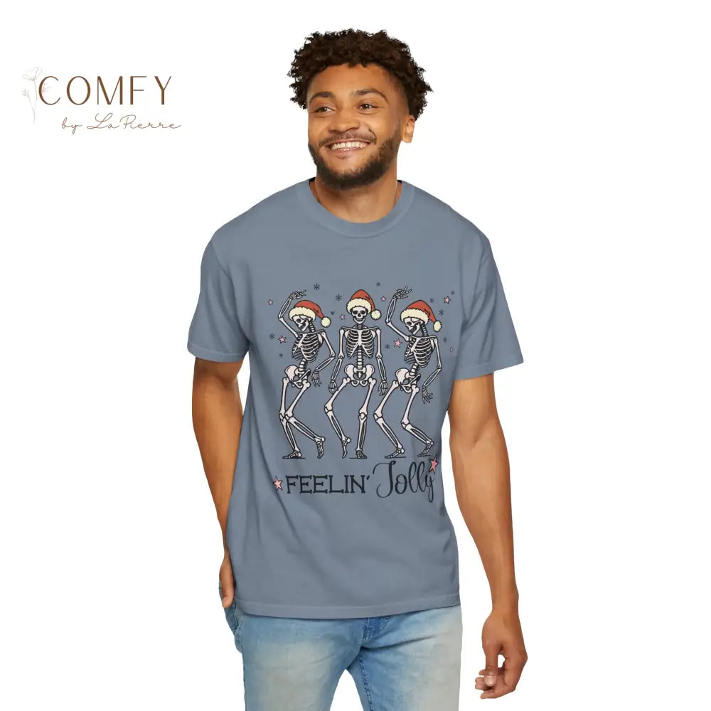 Christmas Skeletons Dancing Shirt • “Feeling Festive” Holiday Skeleton Tee • Funny Gothic Christmas Graphic T-Shirt