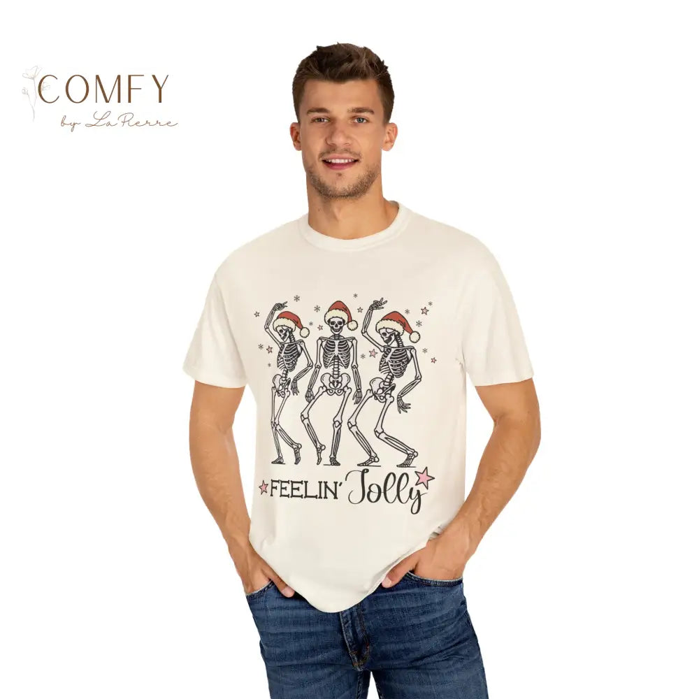 Christmas Skeletons Dancing Shirt • “Feeling Festive” Holiday Skeleton Tee • Funny Gothic Christmas Graphic T-Shirt