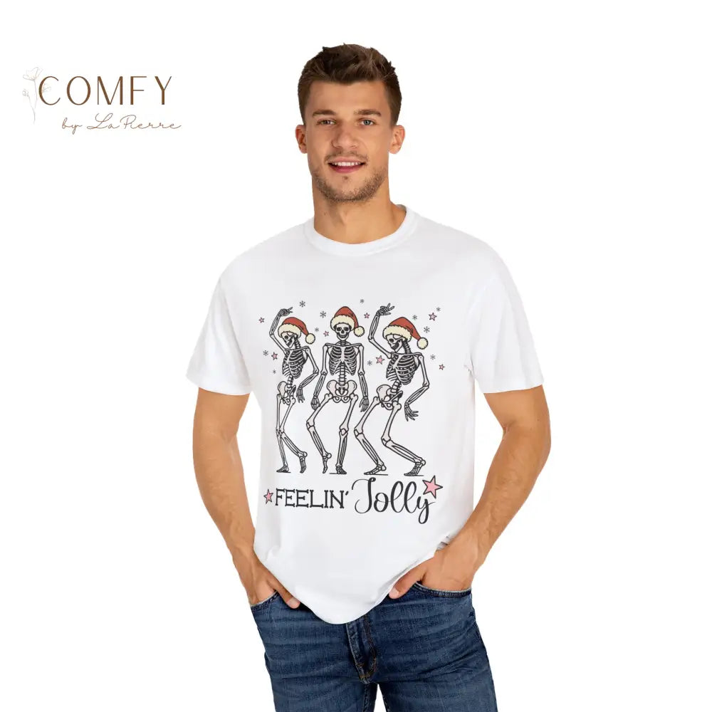 Christmas Skeletons Dancing Shirt • “Feeling Festive” Holiday Skeleton Tee • Funny Gothic Christmas Graphic T-Shirt