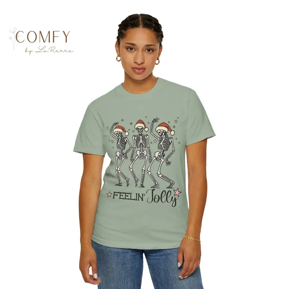 Christmas Skeletons Dancing Shirt • “Feeling Festive” Holiday Skeleton Tee • Funny Gothic Christmas Graphic T-Shirt