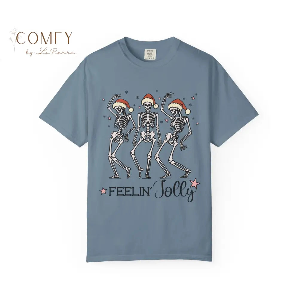 Christmas Skeletons Dancing Shirt • “Feeling Festive” Holiday Skeleton Tee • Funny Gothic Christmas Graphic T-Shirt