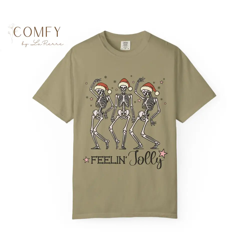 Christmas Skeletons Dancing Shirt • “Feeling Festive” Holiday Skeleton Tee • Funny Gothic Christmas Graphic T-Shirt