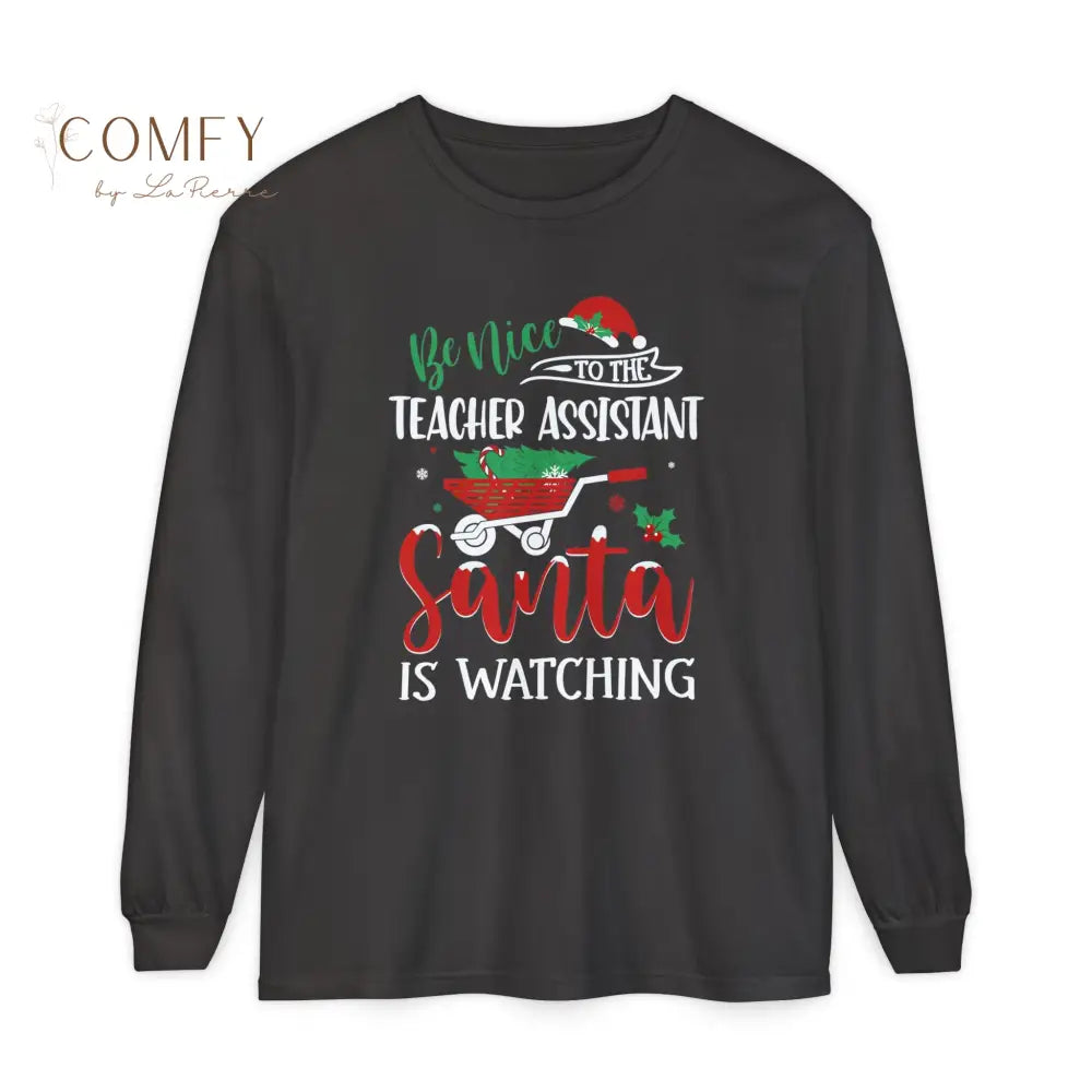Christmas Teacher Assistant Shirt • Holiday Classroom Helper Long Sleeve Tee • Festive School Staff Graphic Shirt
