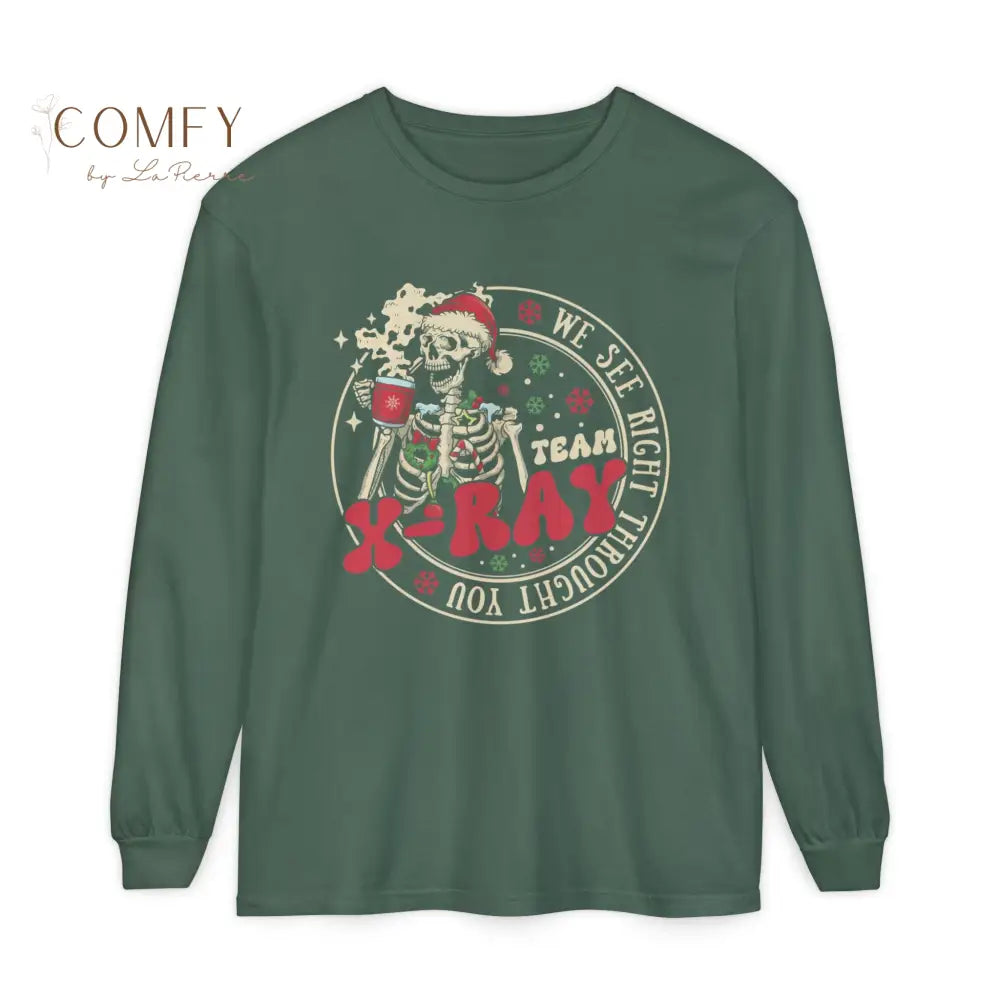 Christmas X-Ray Team Shirt • “We See Right Through You” Rad Tech Long Sleeve Tee • Holiday Radiology Graphic Shirt