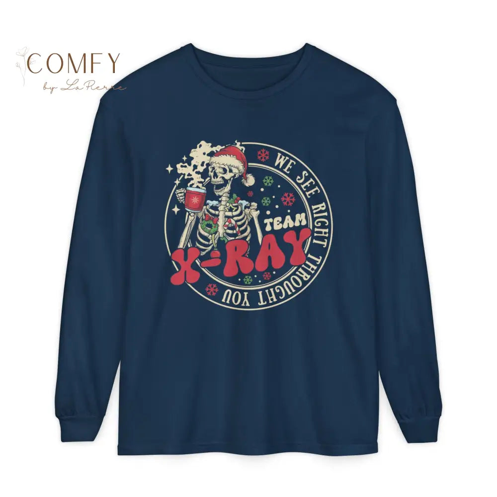 Christmas X-Ray Team Shirt • “We See Right Through You” Rad Tech Long Sleeve Tee • Holiday Radiology Graphic Shirt