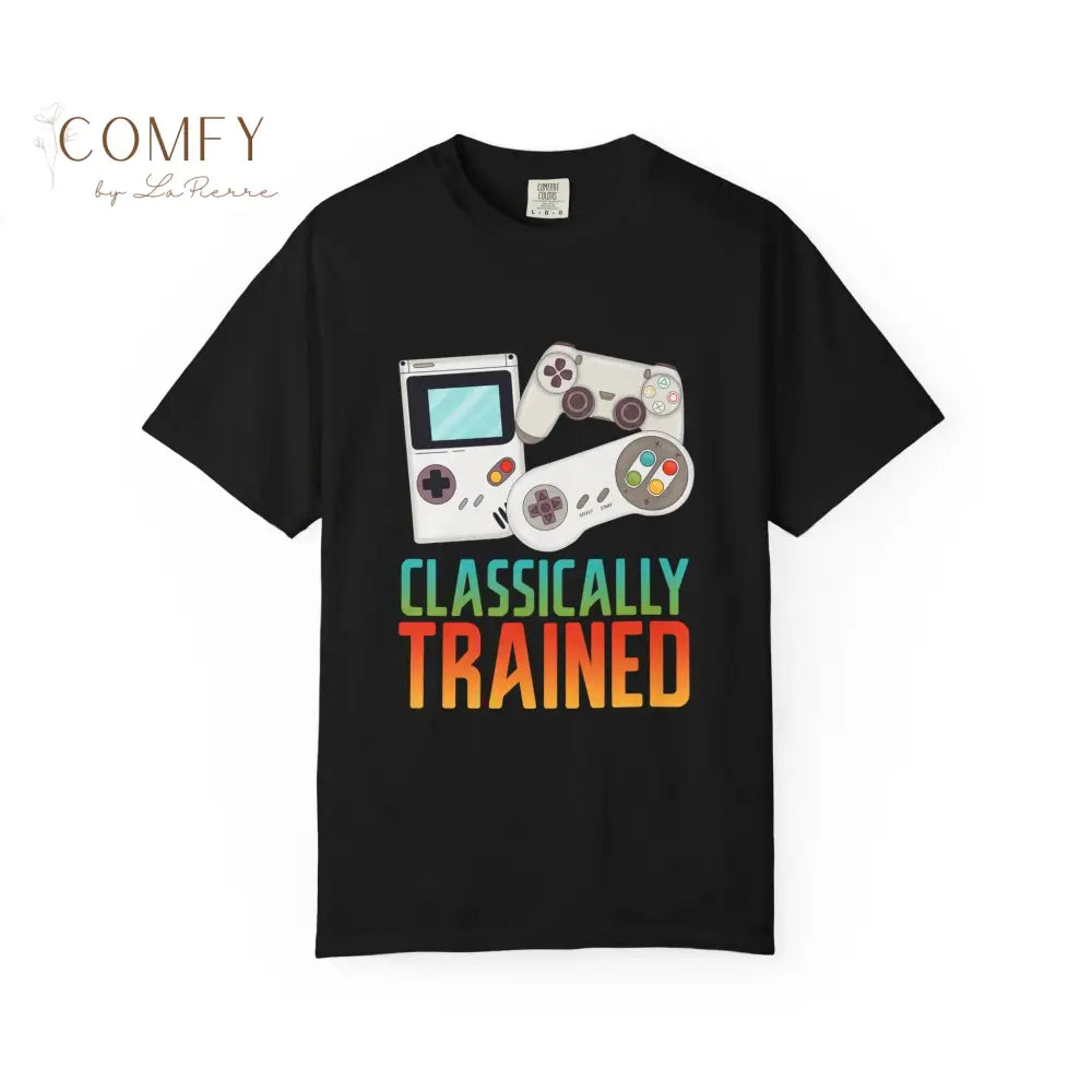 Classically Trained Gamer T-Shirt — Retro Game Console Graphic Tee (S-4XL) Black / S T-Shirt