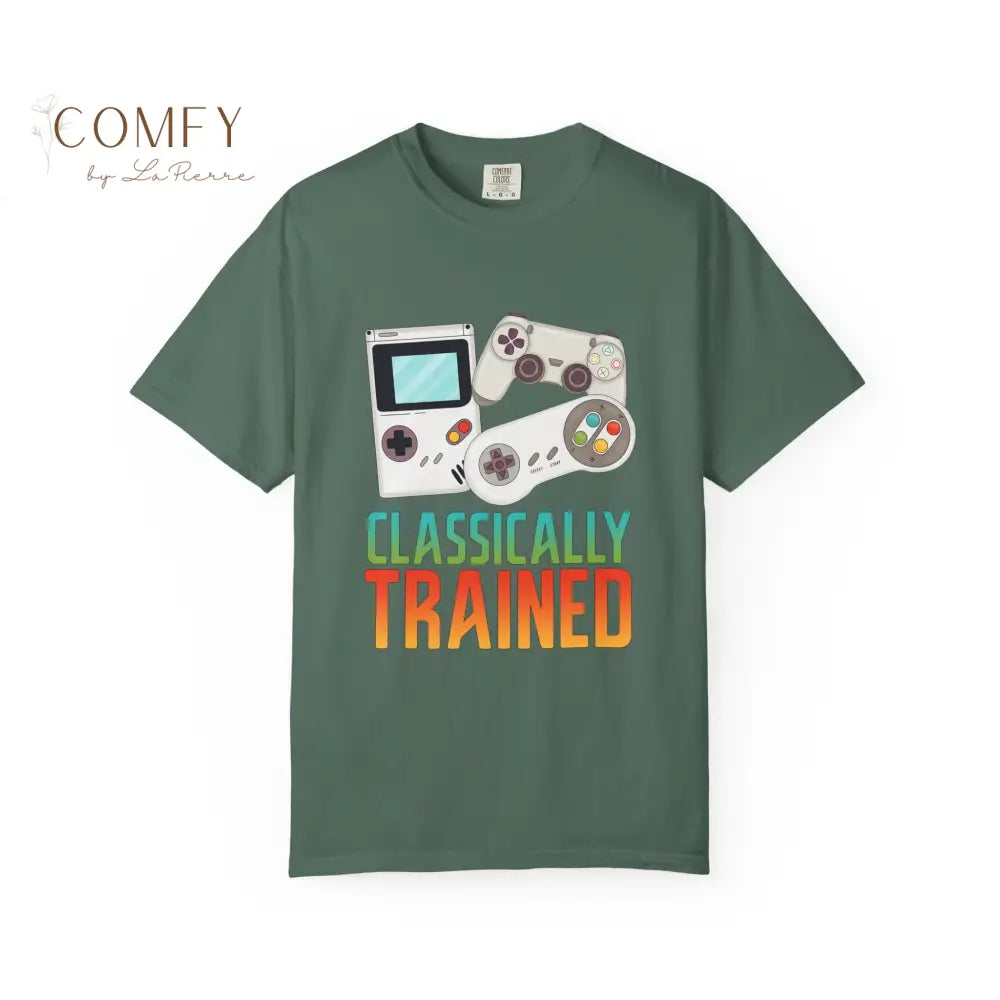 Classically Trained Gamer T-Shirt — Retro Game Console Graphic Tee (S-4XL) Blue Spruce / S T-Shirt