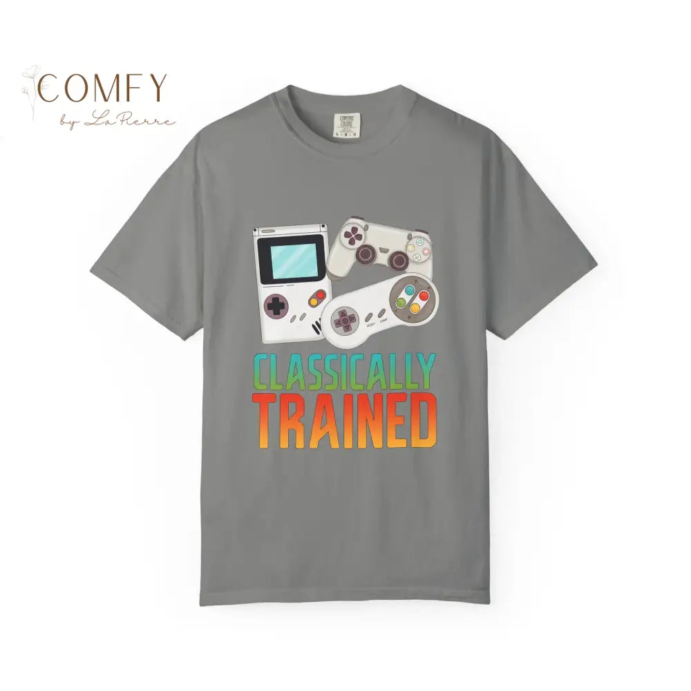 Classically Trained Gamer T-Shirt — Retro Game Console Graphic Tee (S-4XL) Granite / S T-Shirt