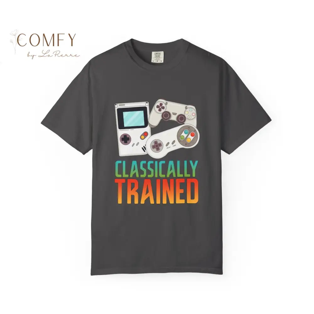 Classically Trained Gamer T-Shirt — Retro Game Console Graphic Tee (S-4XL) Graphite / S T-Shirt