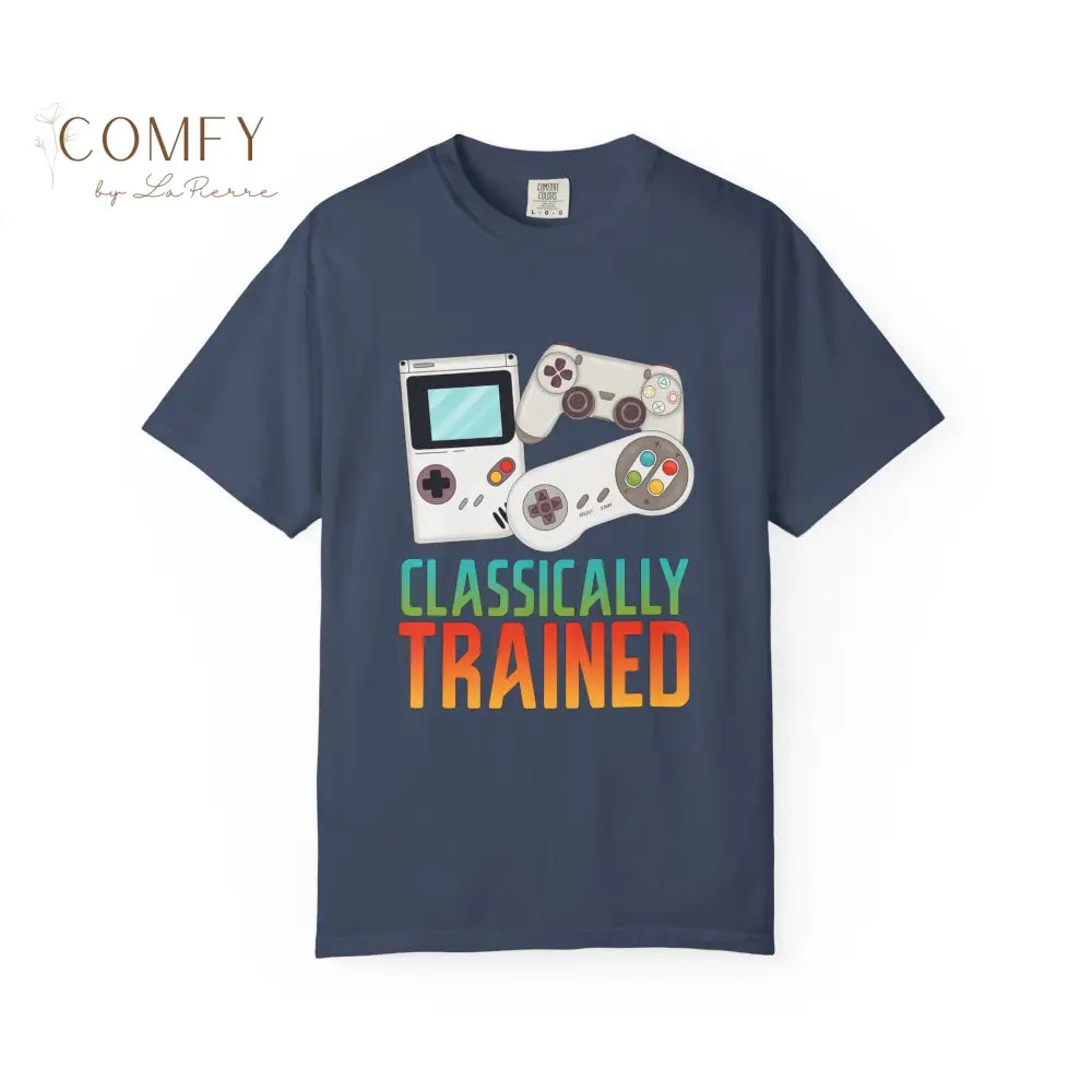 Classically Trained Gamer T-Shirt — Retro Game Console Graphic Tee (S-4XL) Midnight / S T-Shirt