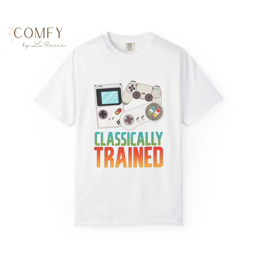 Classically Trained Gamer T-Shirt — Retro Game Console Graphic Tee (S-4XL) White / S T-Shirt