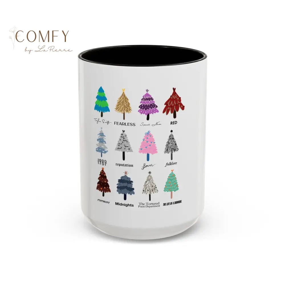 Colorful Holiday Tree Mug - 11oz & 15oz - Festive Ceramic Coffee Cup for Winter Celebrations 15oz / Black Mug