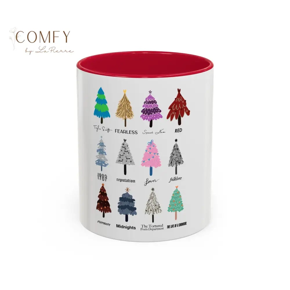 Colorful Holiday Tree Mug - 11oz & 15oz - Festive Ceramic Coffee Cup for Winter Celebrations 11oz / Red Mug