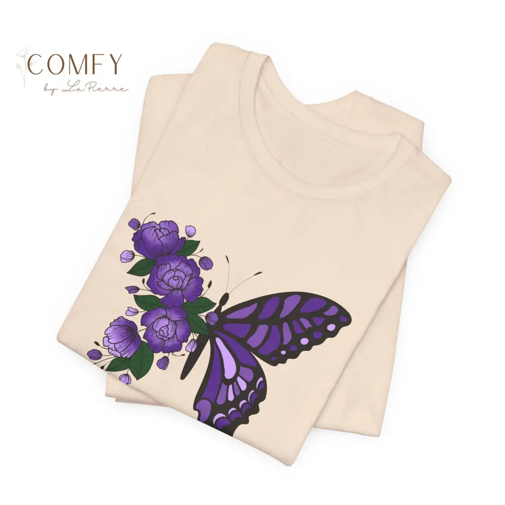 Domestic Violence Awareness Shirt • Purple Butterfly & Roses Support Tee • Unisex Awareness T-Shirt (S–3XL) T-Shirt