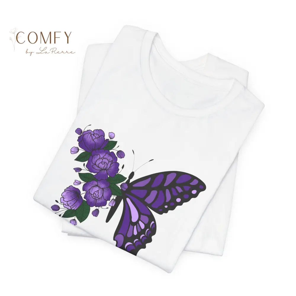 Domestic Violence Awareness Shirt • Purple Butterfly & Roses Support Tee • Unisex Awareness T-Shirt (S–3XL) T-Shirt