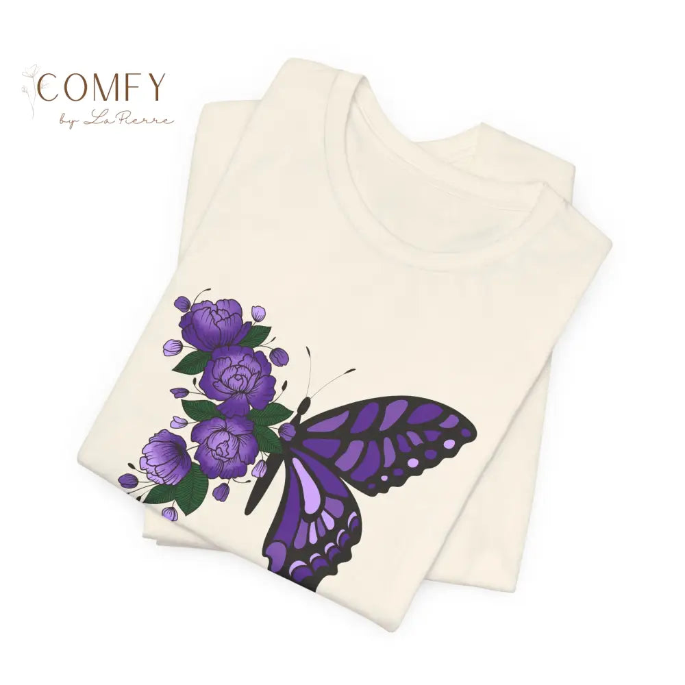 Domestic Violence Awareness Shirt • Purple Butterfly & Roses Support Tee • Unisex Awareness T-Shirt (S–3XL) T-Shirt