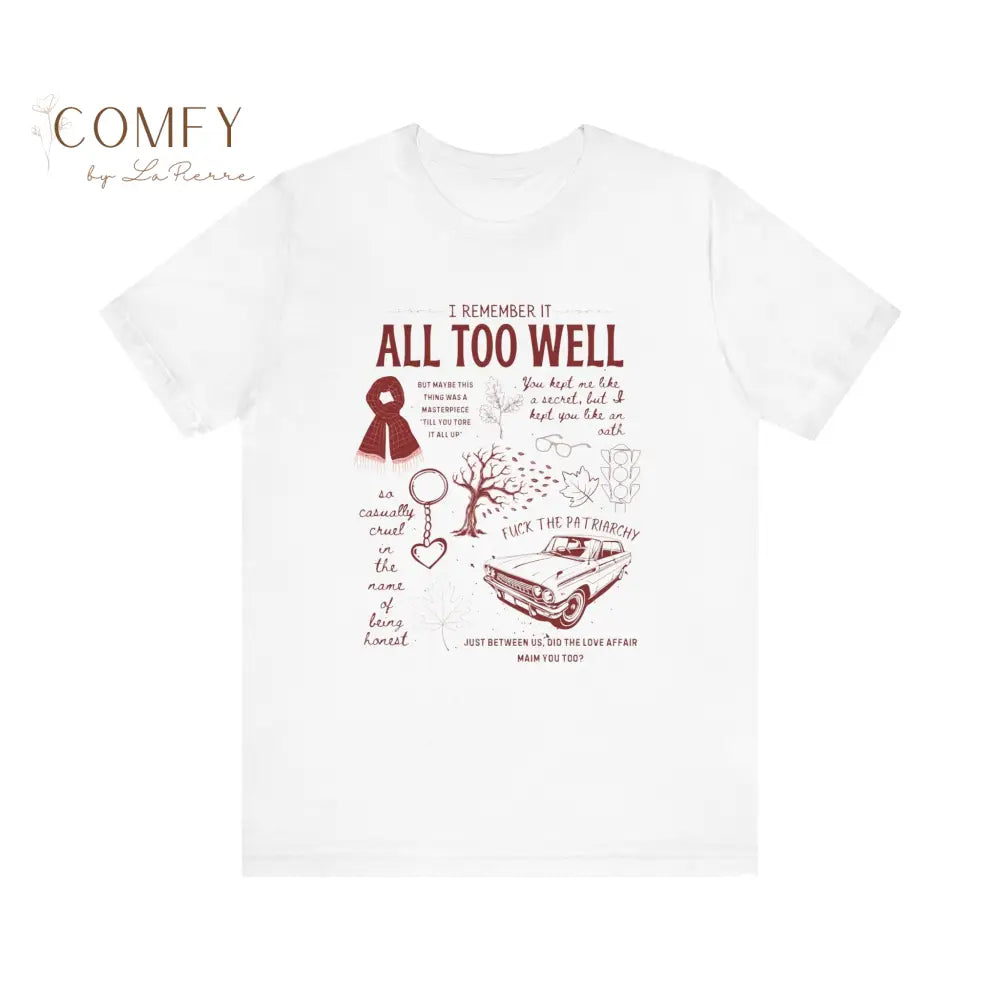 Emotional Memory Graphic Tee • Red Scarf Inspired Nostalgia Shirt • Aesthetic Storytelling Lyric-Inspired T-Shirt