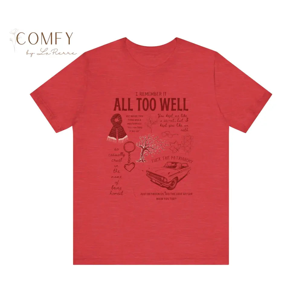 Emotional Memory Graphic Tee • Red Scarf Inspired Nostalgia Shirt • Aesthetic Storytelling Lyric-Inspired T-Shirt