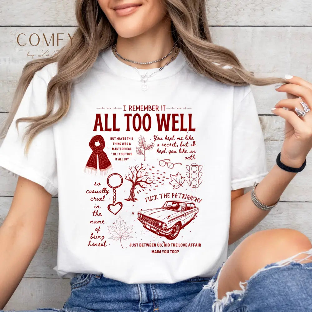 Emotional Memory Graphic Tee • Red Scarf Inspired Nostalgia Shirt • Aesthetic Storytelling Lyric-Inspired T-Shirt