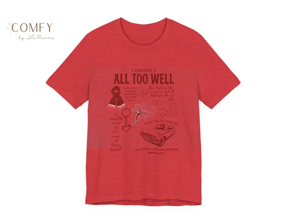 Emotional Memory Graphic Tee • Red Scarf Inspired Nostalgia Shirt • Lyric-Inspired T-Shirt • Unisex Tee (XS-5XL) T-Shirt