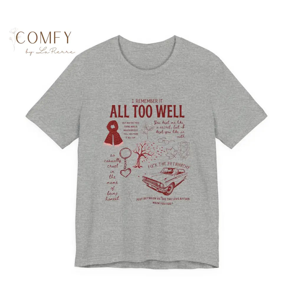 Emotional Memory Graphic Tee • Red Scarf Inspired Nostalgia Shirt • Lyric-Inspired T-Shirt • Unisex Tee (XS-5XL)