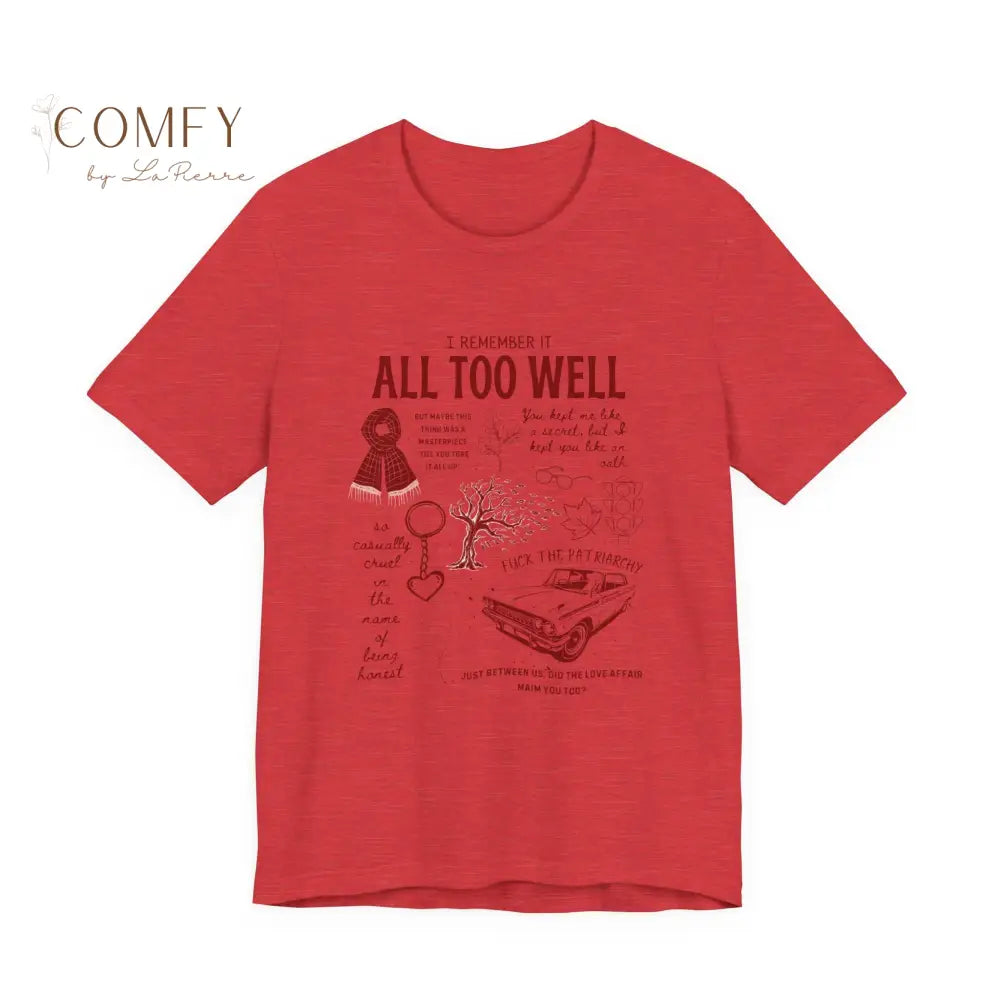 Emotional Memory Graphic Tee • Red Scarf Inspired Nostalgia Shirt • Lyric-Inspired T-Shirt • Unisex Tee (XS-5XL)