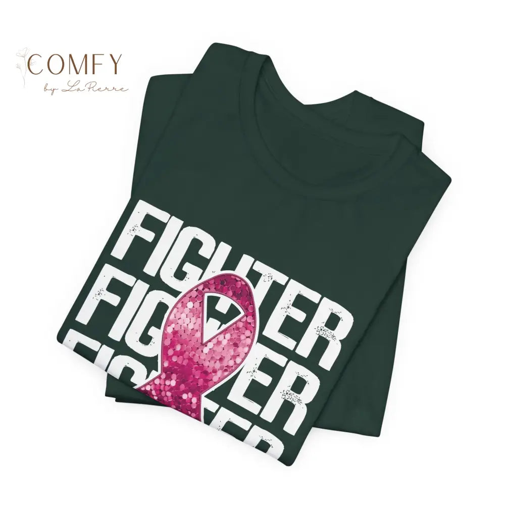 Fighter Breast Cancer Awareness Shirt • Pink Ribbon Support Tee • Soft Unisex Jersey T-Shirt (XS–5XL) T-Shirt