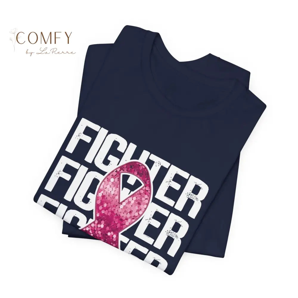 Fighter Breast Cancer Awareness Shirt • Pink Ribbon Support Tee • Soft Unisex Jersey T-Shirt (XS–5XL) T-Shirt
