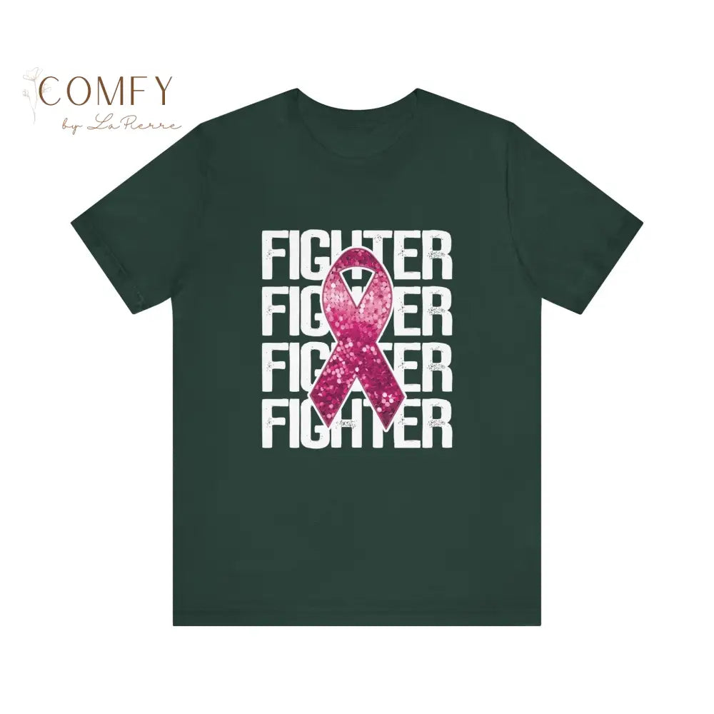 Fighter Breast Cancer Awareness Shirt • Pink Ribbon Support Tee • Soft Unisex Jersey T-Shirt (XS–5XL) Forest / S T-Shirt