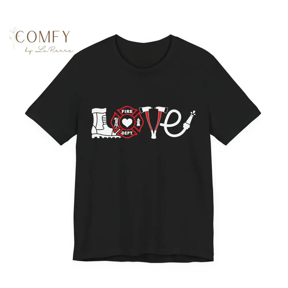 Firefighter / Firefighter Wife Shirt • Fire Dept Support Tee • Unisex Jersey Short Sleeve T-Shirt (XS–5XL) Black / XS